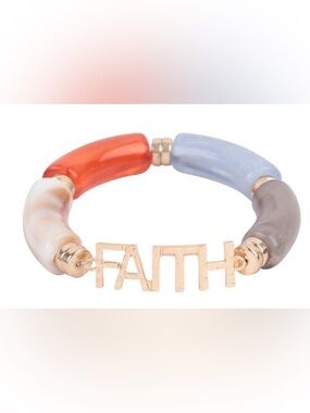 New FAITH Resin Tubular MultiColor Stretch Bracelet